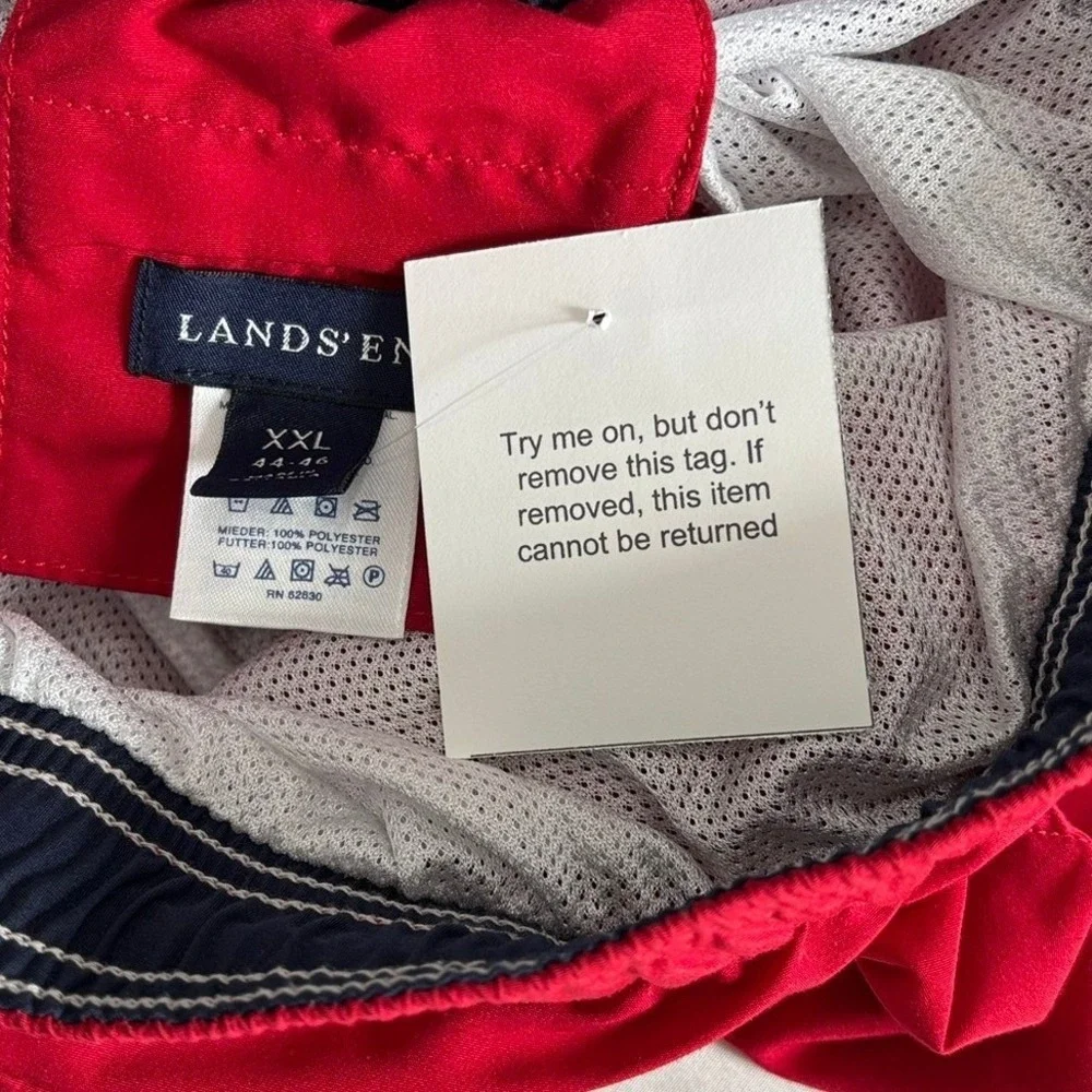 *NWOT* Lands' End Swim Trunks‎ Mens XXL Red Classic Casual Beachwear Shorts